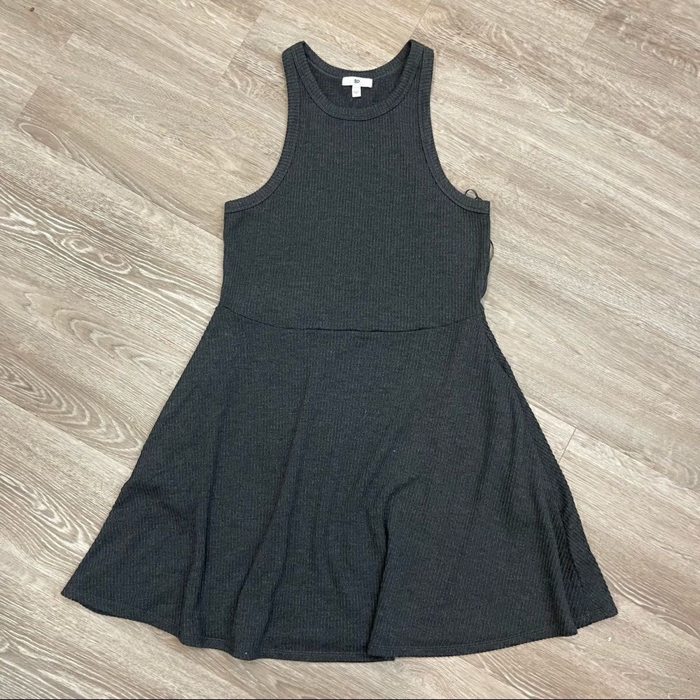 Bp Grey Short Tank Dress Ribbed Full skirt